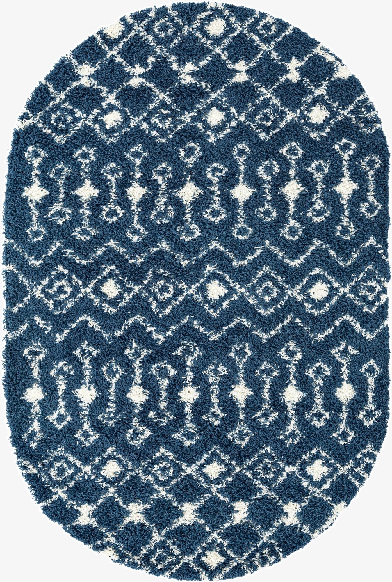  6' x 9' Moroccan Trellis Shag Oval Rug