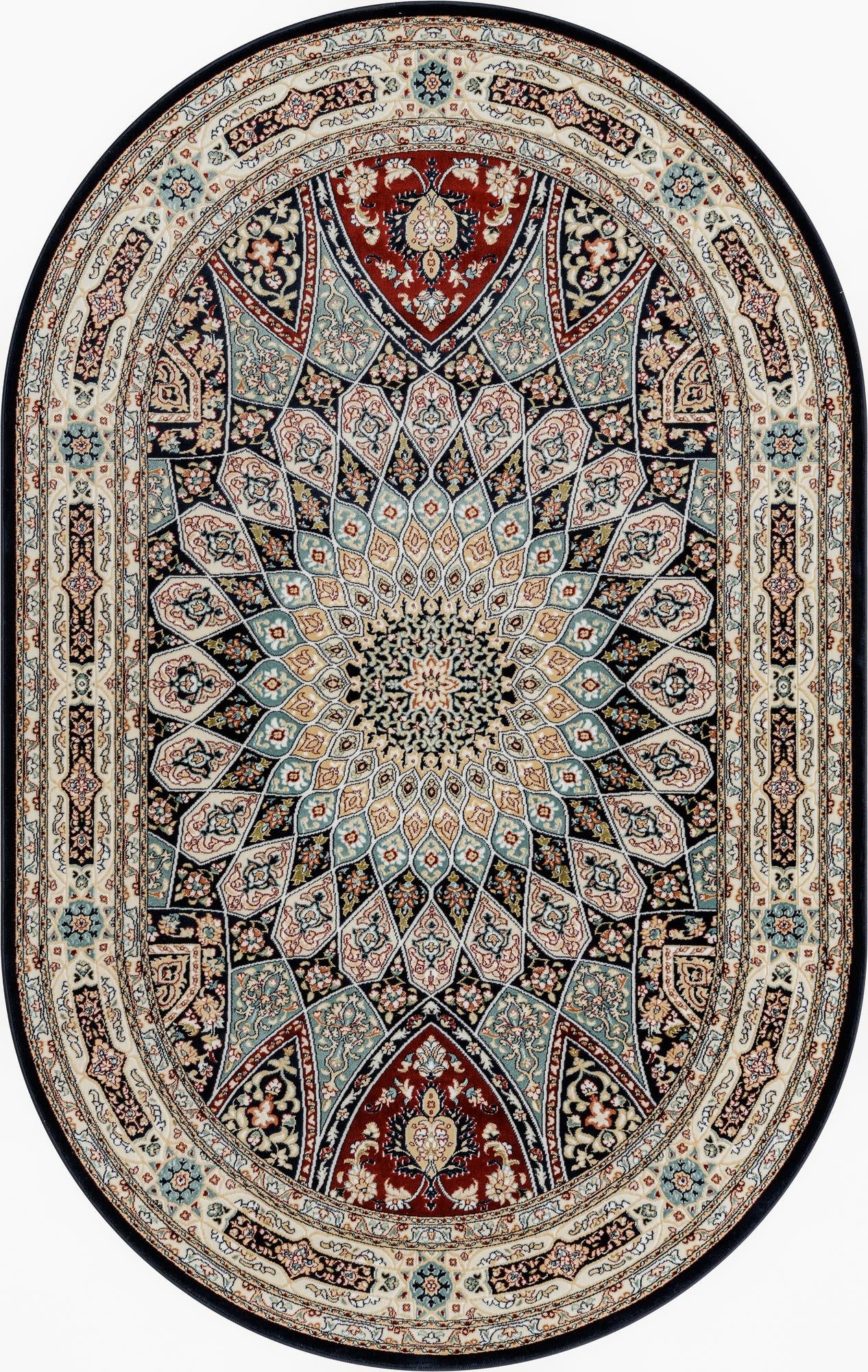  5' 3 x 8' Nain Design Oval Rug