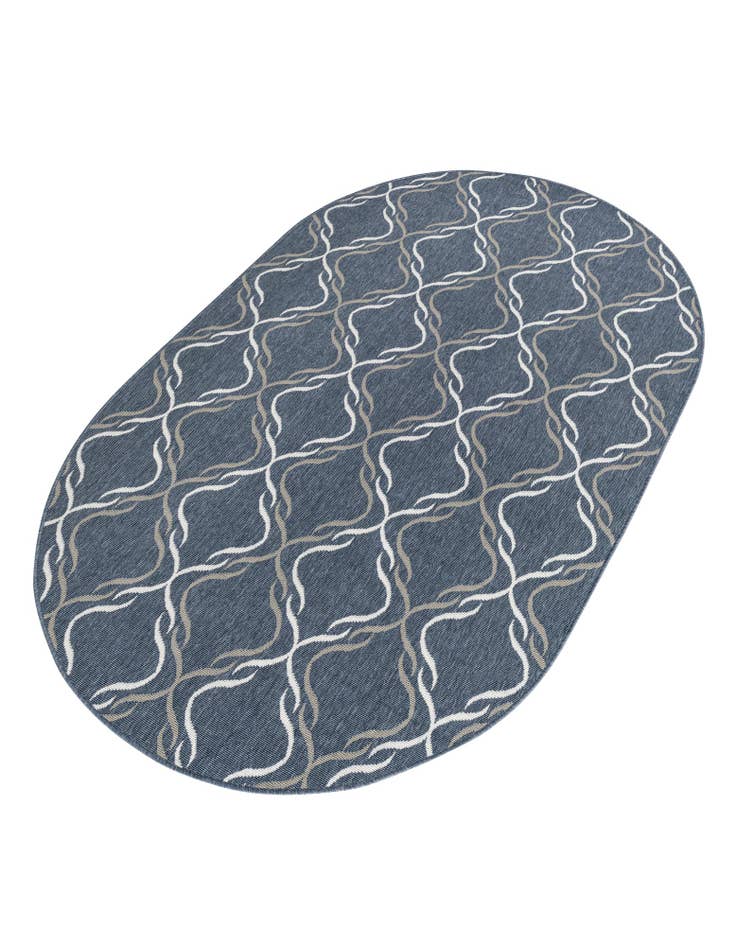 Detail image of  5' 3 x 8'  Washable Lattice Indoor / Outdoor Oval Rug