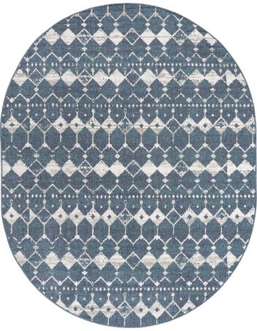 7' 10 x 10' Washable Lattice Indoor / Outdoor Oval Rug