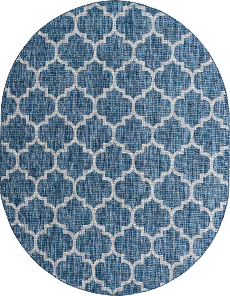 Detail image of  7' 10 x 10'  Washable Lattice Indoor / Outdoor Oval Rug