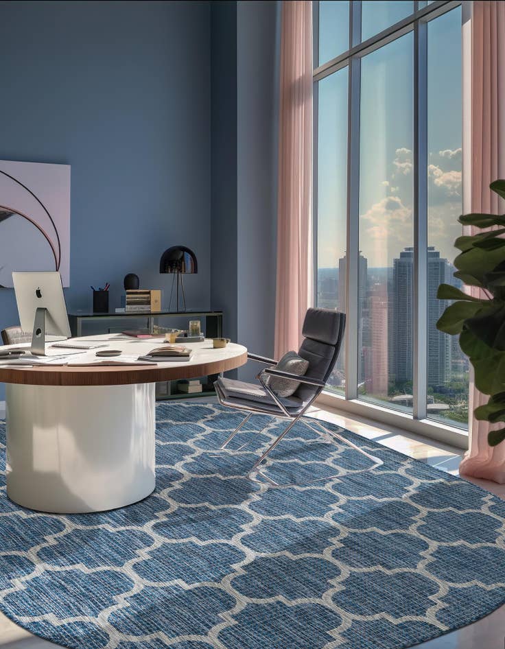 Detail image of  7' 10 x 10'  Washable Lattice Indoor / Outdoor Oval Rug