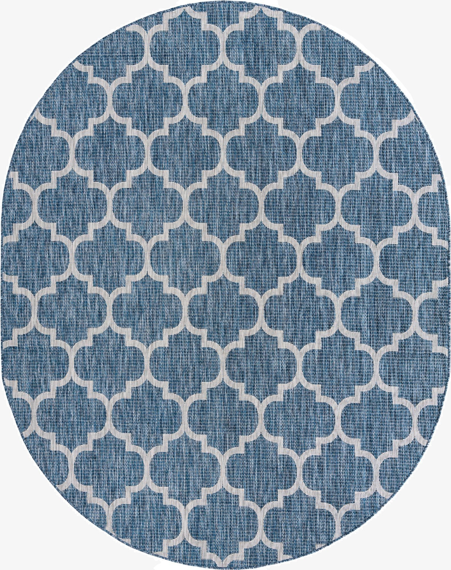  7' 10 x 10'  Washable Lattice Indoor / Outdoor Oval Rug