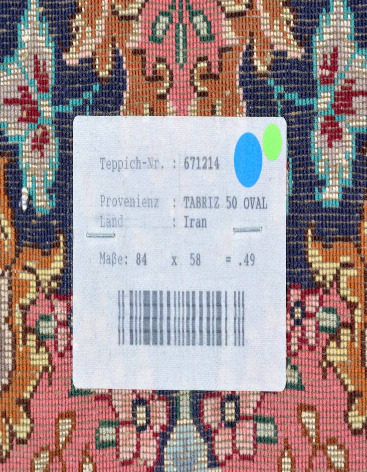 Detail image of  1' 11 x 2' 9  Hand Knotted Tabriz Persian Oval Rug