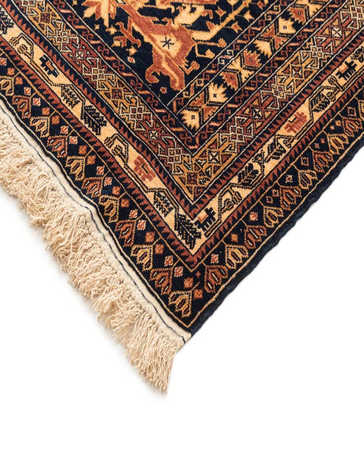 Detail image of  3' 2 x 4' 7  Hand Knotted Afghan Akhche Oriental Wool Rug