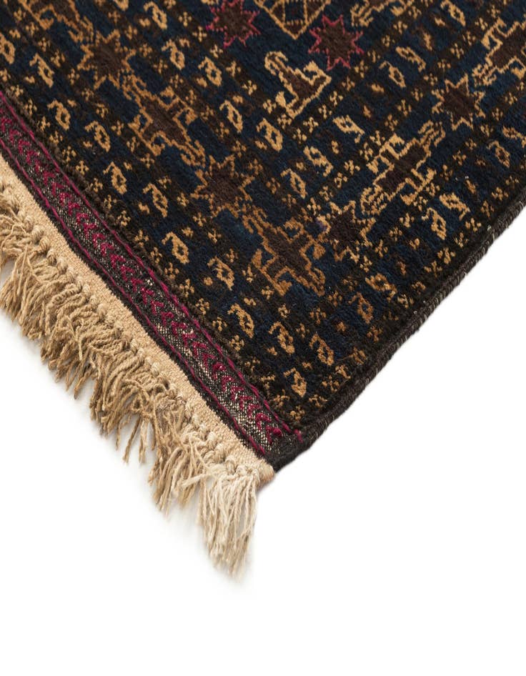 Detail image of  2' 10 x 4' 6  Hand Knotted Afghan Akhche Oriental Wool Rug