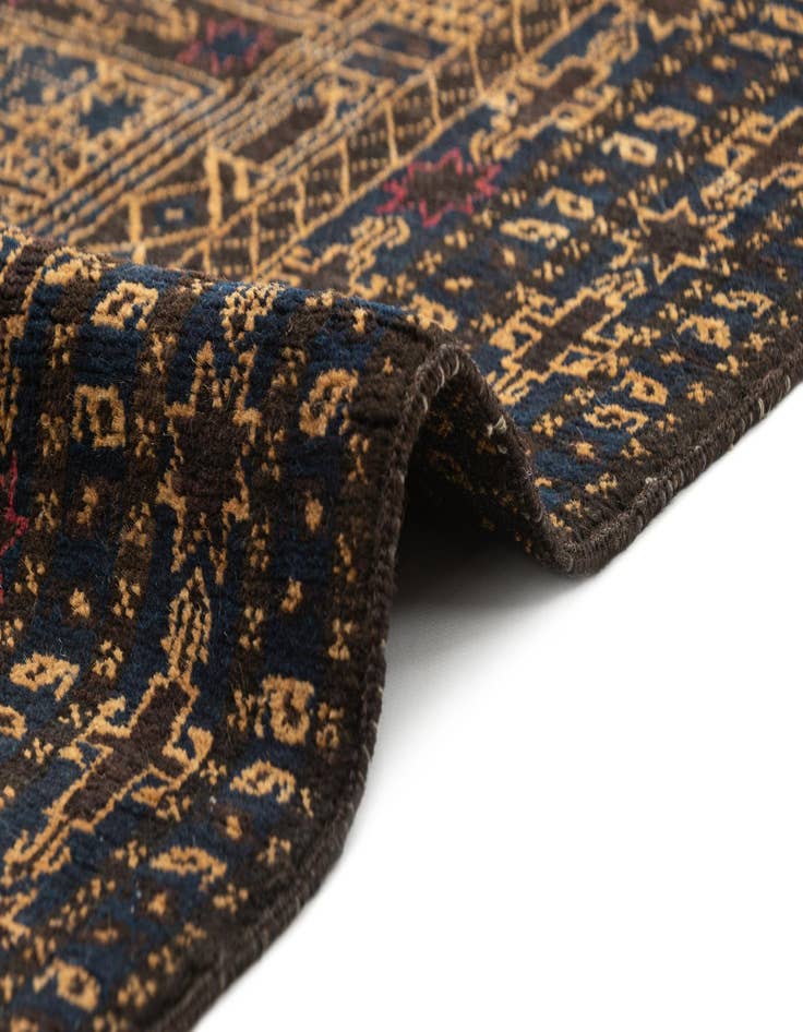 Detail image of  2' 10 x 4' 6  Hand Knotted Afghan Akhche Oriental Wool Rug