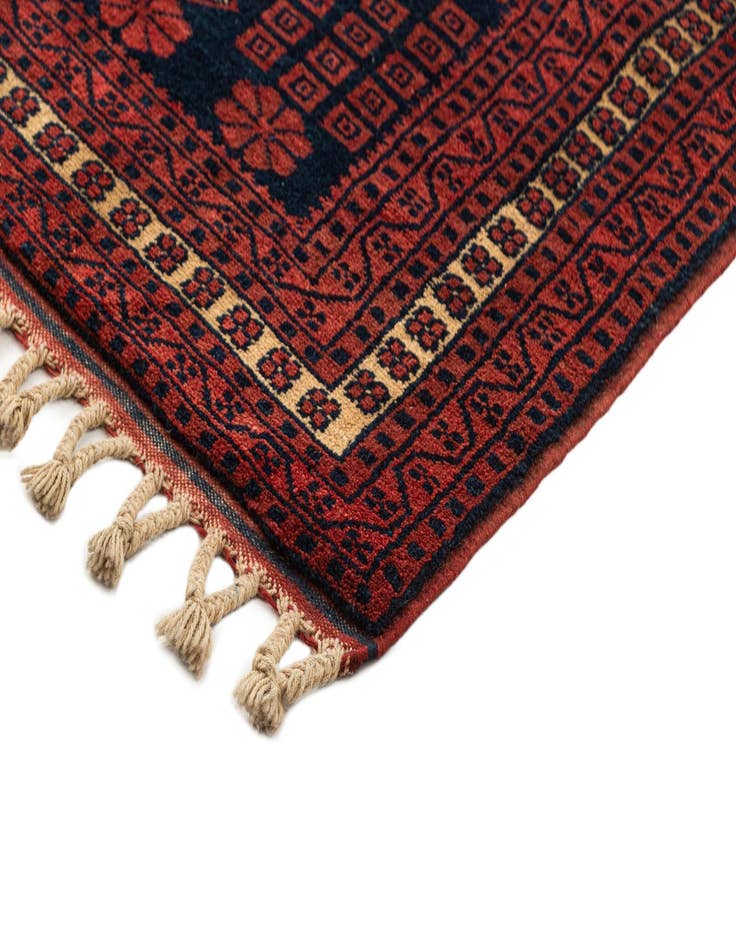 Detail image of  2' 7 x 4' 6  Hand Knotted Afghan Akhche Oriental Wool Rug