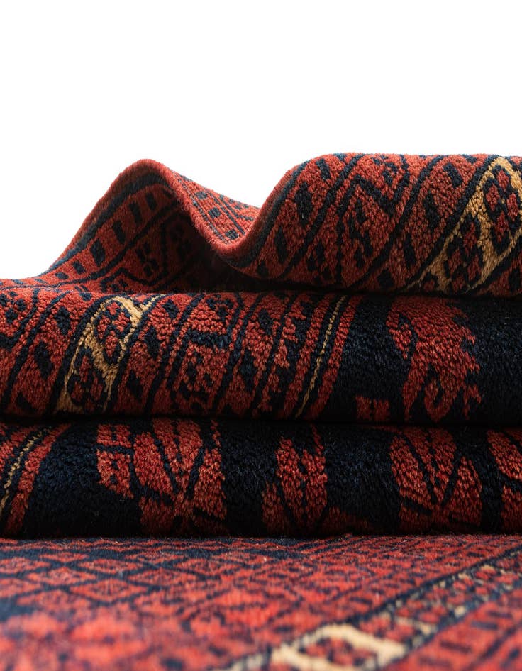 Detail image of  2' 7 x 4' 6  Hand Knotted Afghan Akhche Oriental Wool Rug