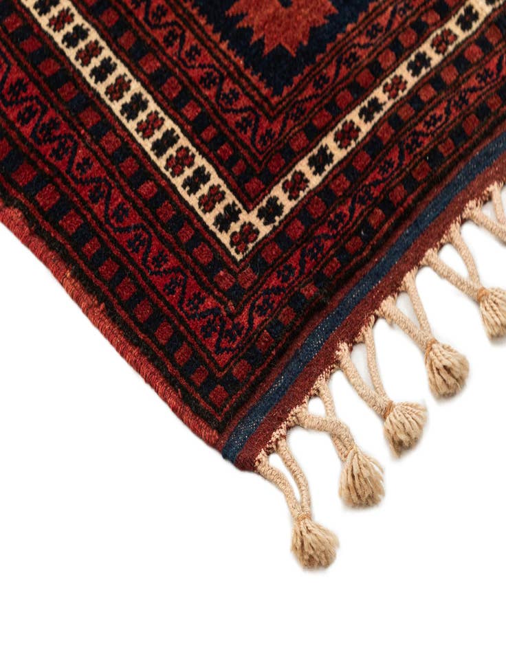 Detail image of  3' 8 x 6' 5  Hand Knotted Afghan Akhche Wool Rug