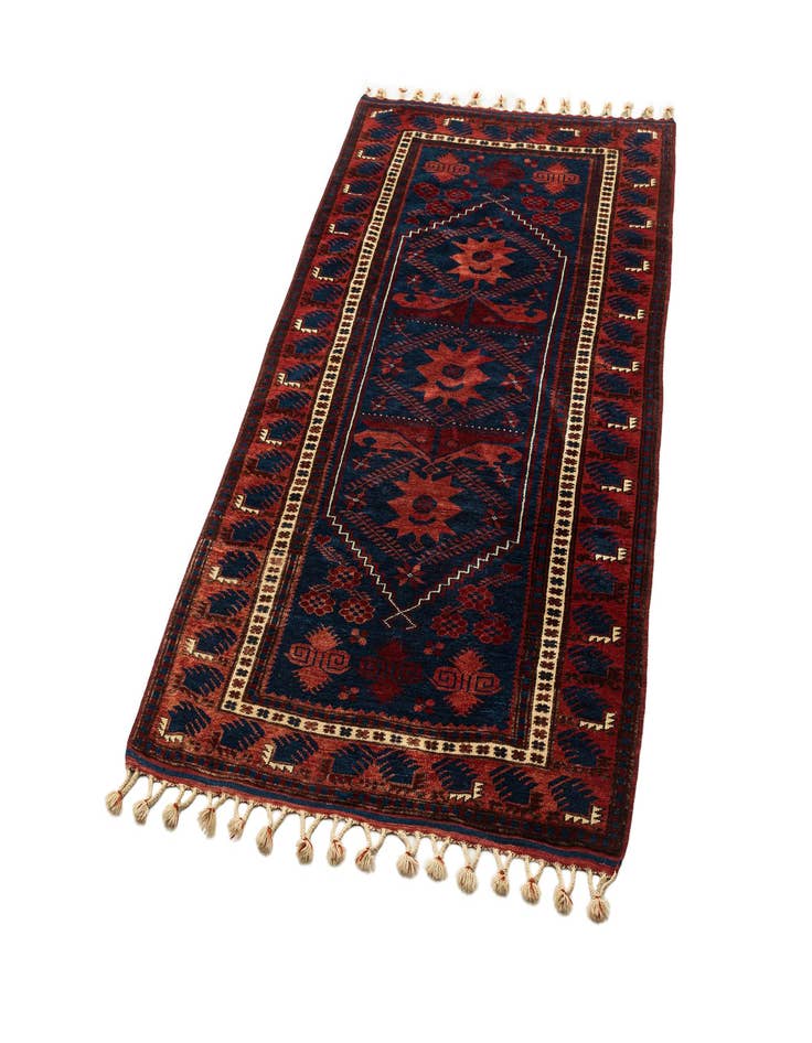 Detail image of  3' 6 x 6' 3  Hand Knotted Afghan Akhche Oriental Wool Rug