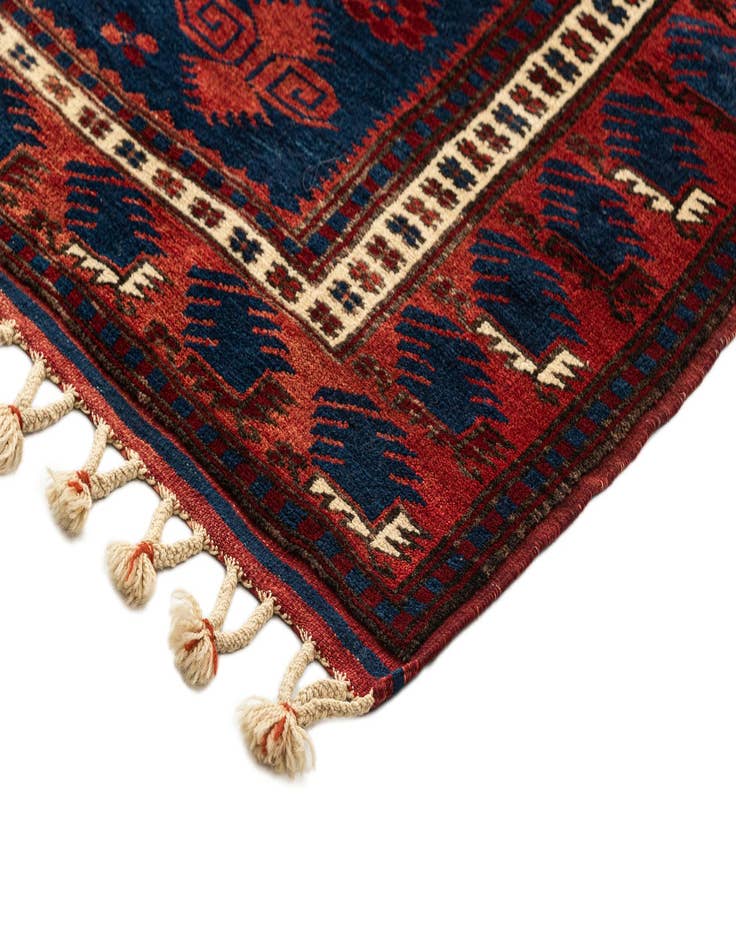 Detail image of  3' 6 x 6' 3  Hand Knotted Afghan Akhche Oriental Wool Rug