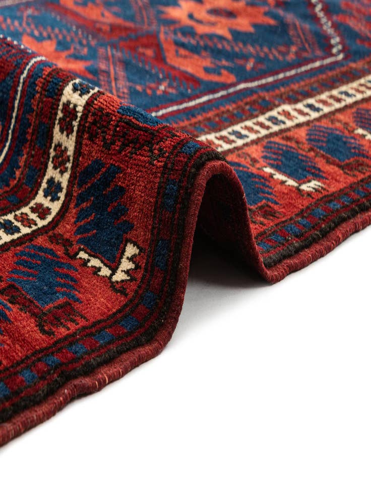 Detail image of  3' 6 x 6' 3  Hand Knotted Afghan Akhche Oriental Wool Rug