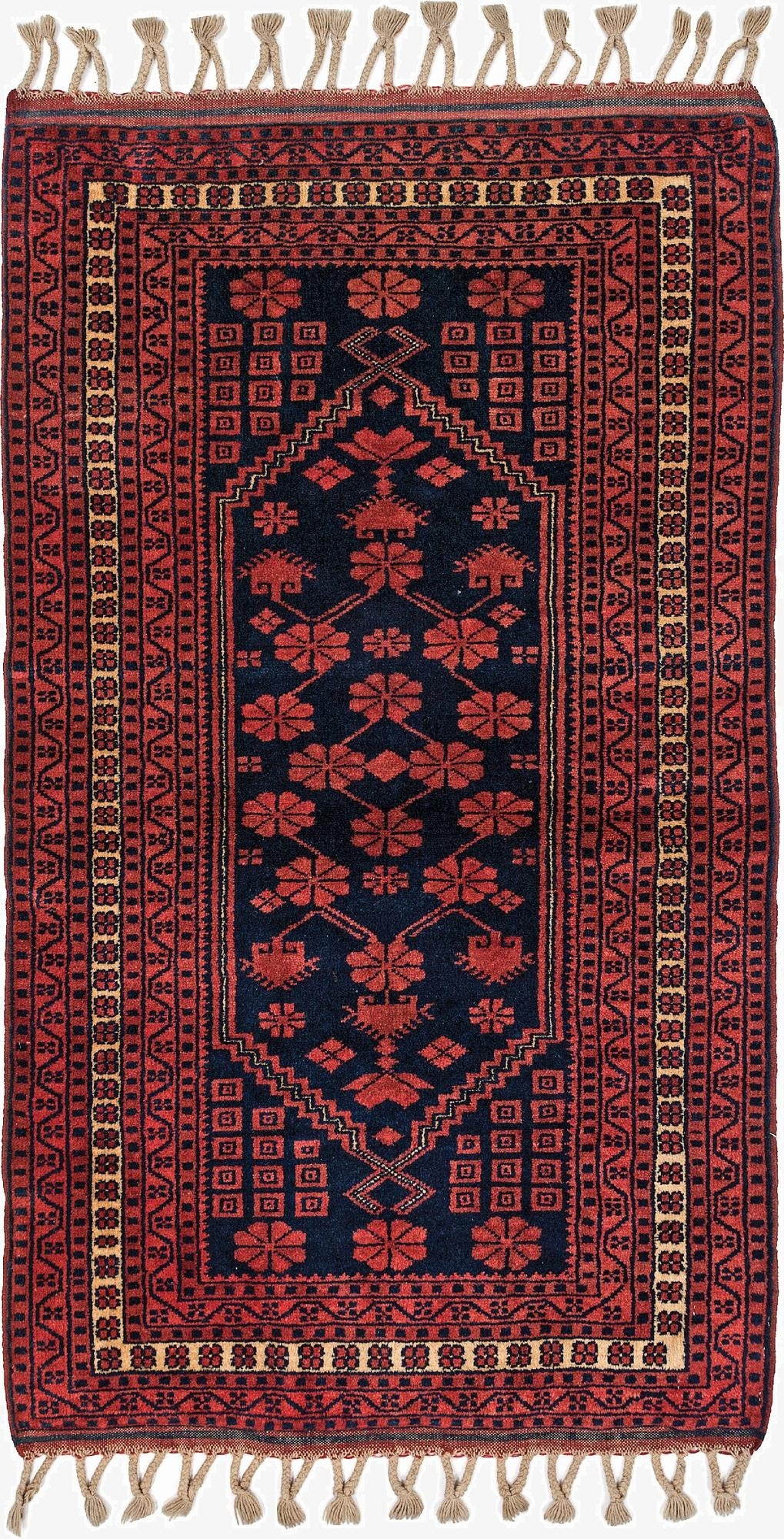  2' 7 x 4' 6  Hand Knotted Afghan Akhche Oriental Wool Rug