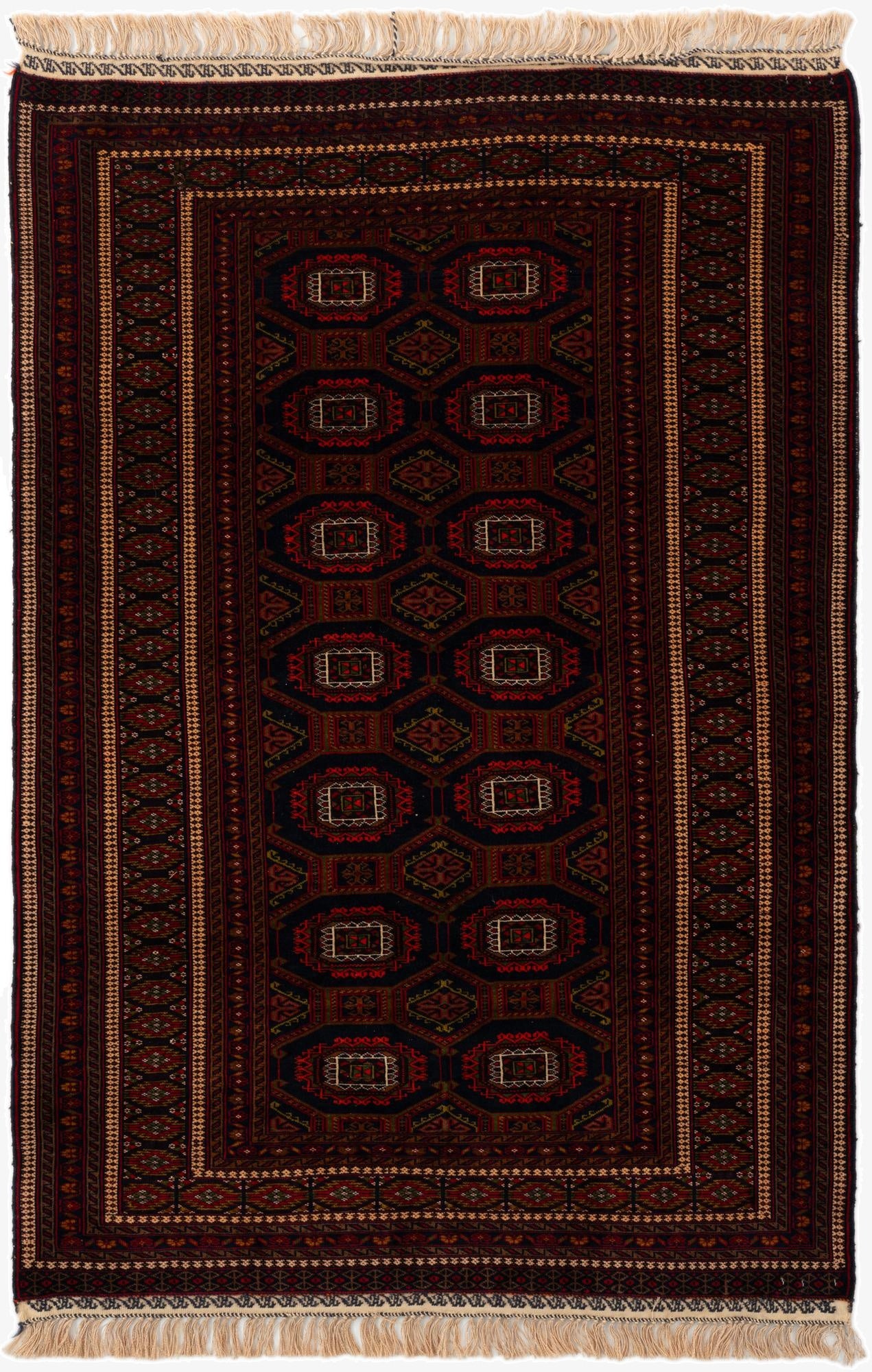  4' x 6' 1  Hand Knotted Afghan Mouri Oriental Wool Rug