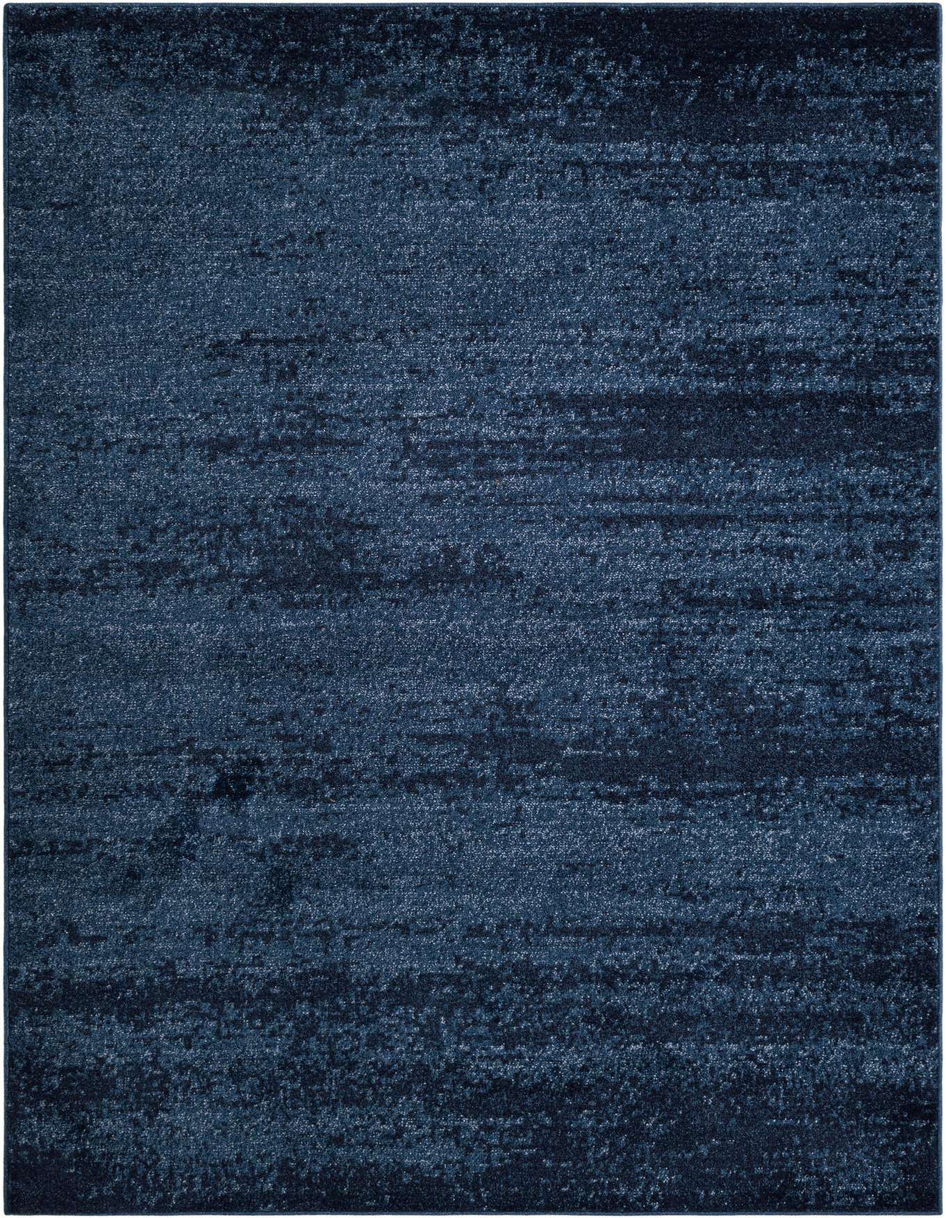 A 6x9 rectangular navy blue area rug with a subtle, textured contemporary pattern, suitable for a living room.