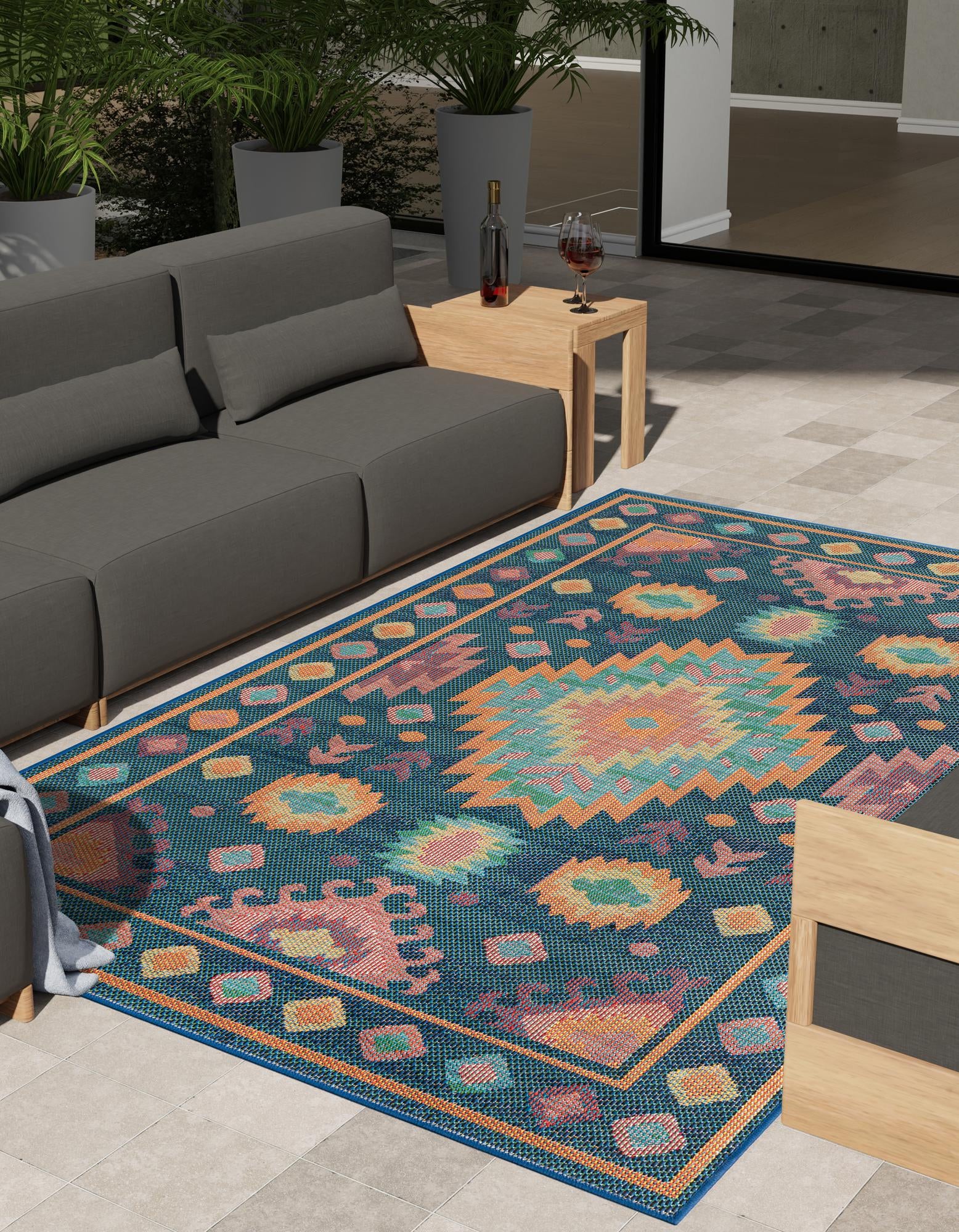 Navy Blue 9' x 12' Baja Indoor / Outdoor Rug | Rugs.com