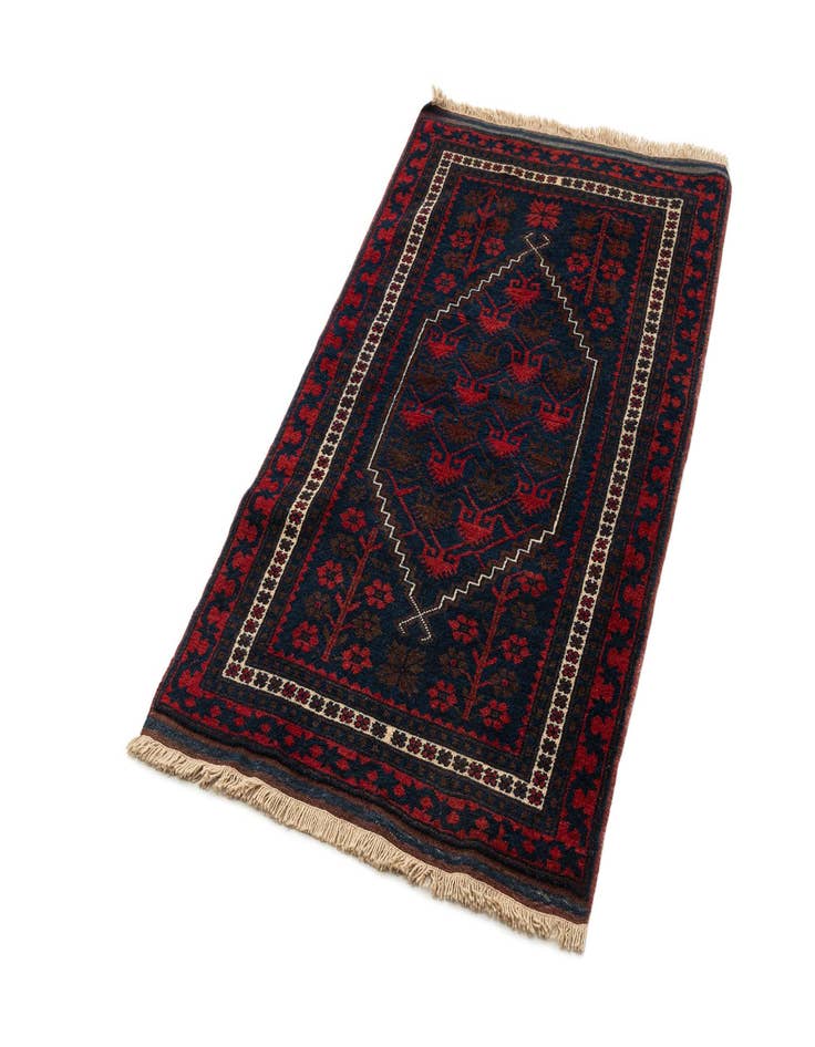 Detail image of  2' 6 x 4' 5  Hand Knotted Balouch Wool Rug