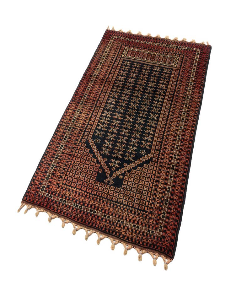 Detail image of  4' 2 x 5' 10  Hand Knotted Balouch Oriental Wool Rug