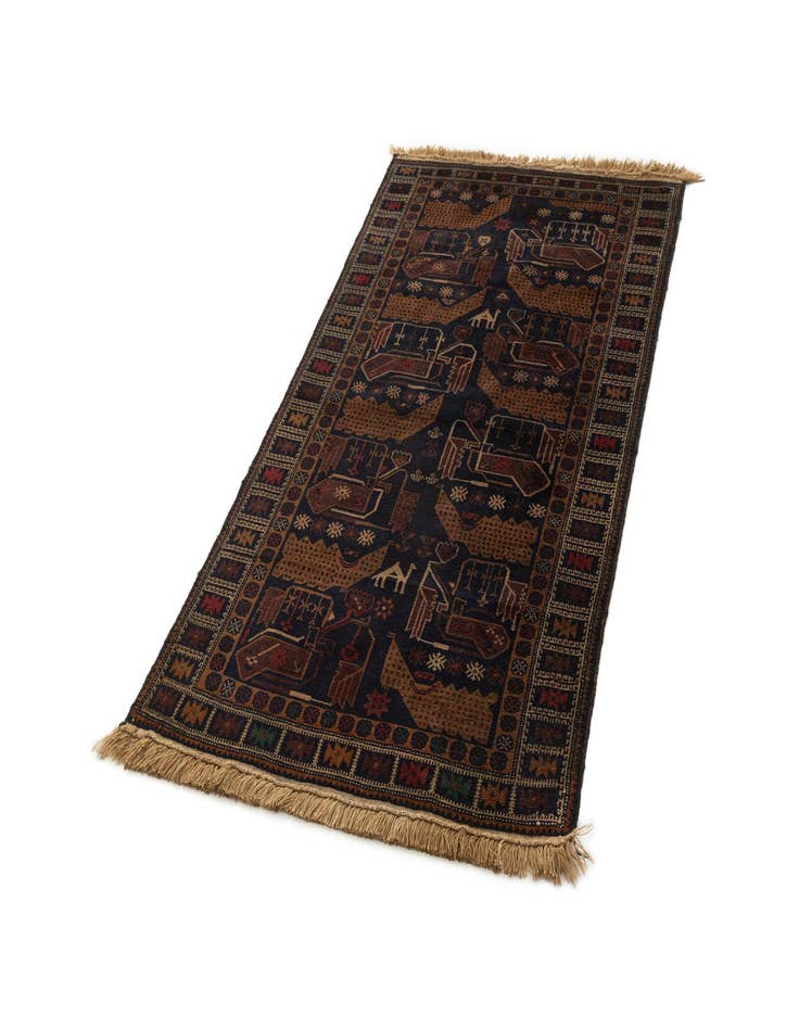 Detail image of  3' 4 x 6' 3  Hand Knotted Balouch Oriental Wool Rug