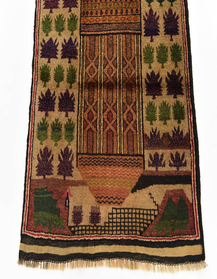 Detail image of  2' 10 x 5'  Hand Knotted Balouch Persian Wool Rug