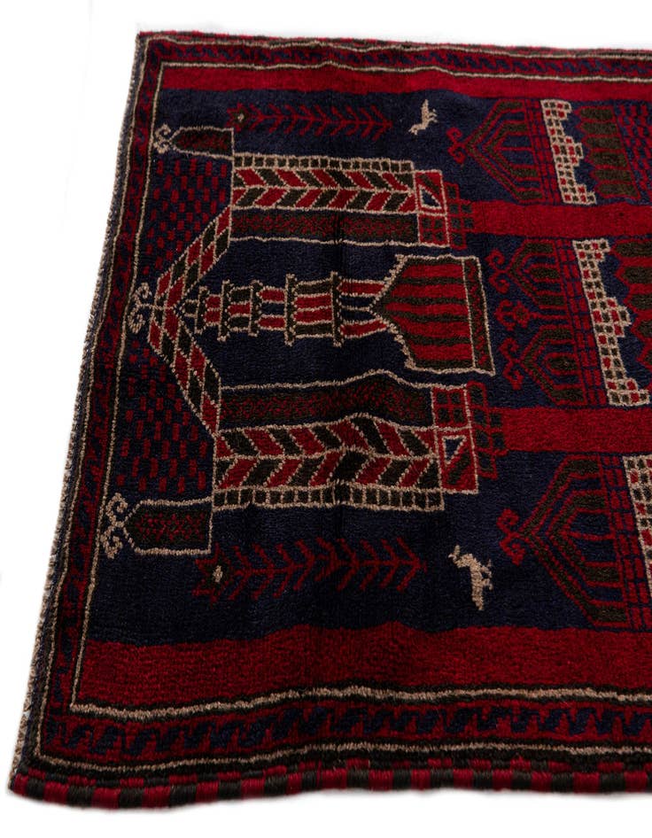 Detail image of  2' 10 x 4' 6  Hand Knotted Balouch Persian Wool Rug
