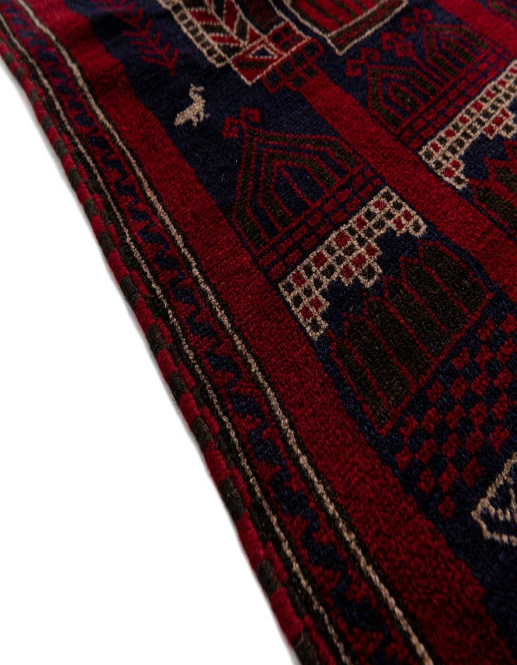 Detail image of  2' 10 x 4' 6  Hand Knotted Balouch Persian Wool Rug