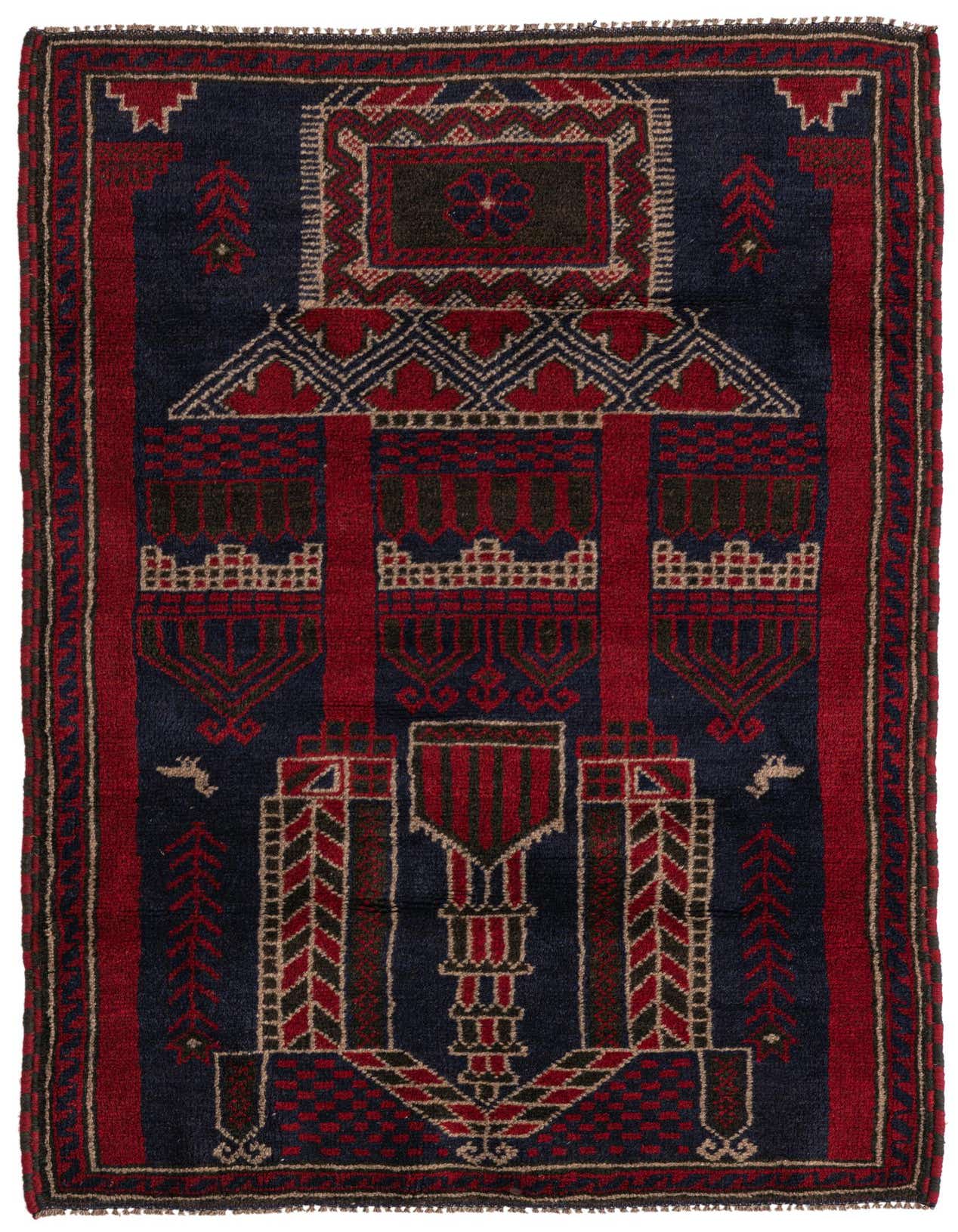 Primary image  2' 10 x 4' 6  Hand Knotted Balouch Persian Wool Rug