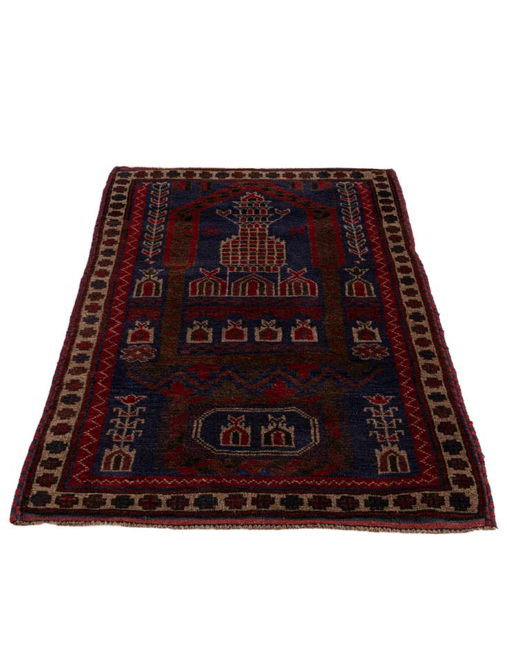 Detail image of  2' 10 x 4' 8  Hand Knotted Balouch Persian Wool Rug