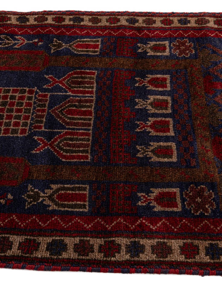 Detail image of  2' 10 x 4' 8  Hand Knotted Balouch Persian Wool Rug