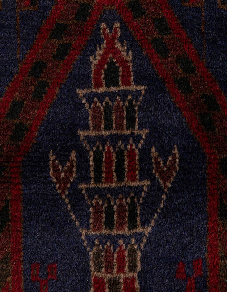 Detail image of  2' 10 x 4' 8  Hand Knotted Balouch Persian Wool Rug