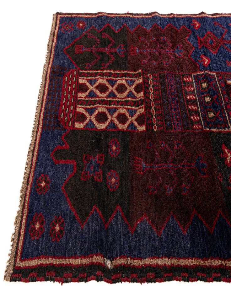 Detail image of  2' 10 x 4' 5  Hand Knotted Balouch Persian Wool Rug