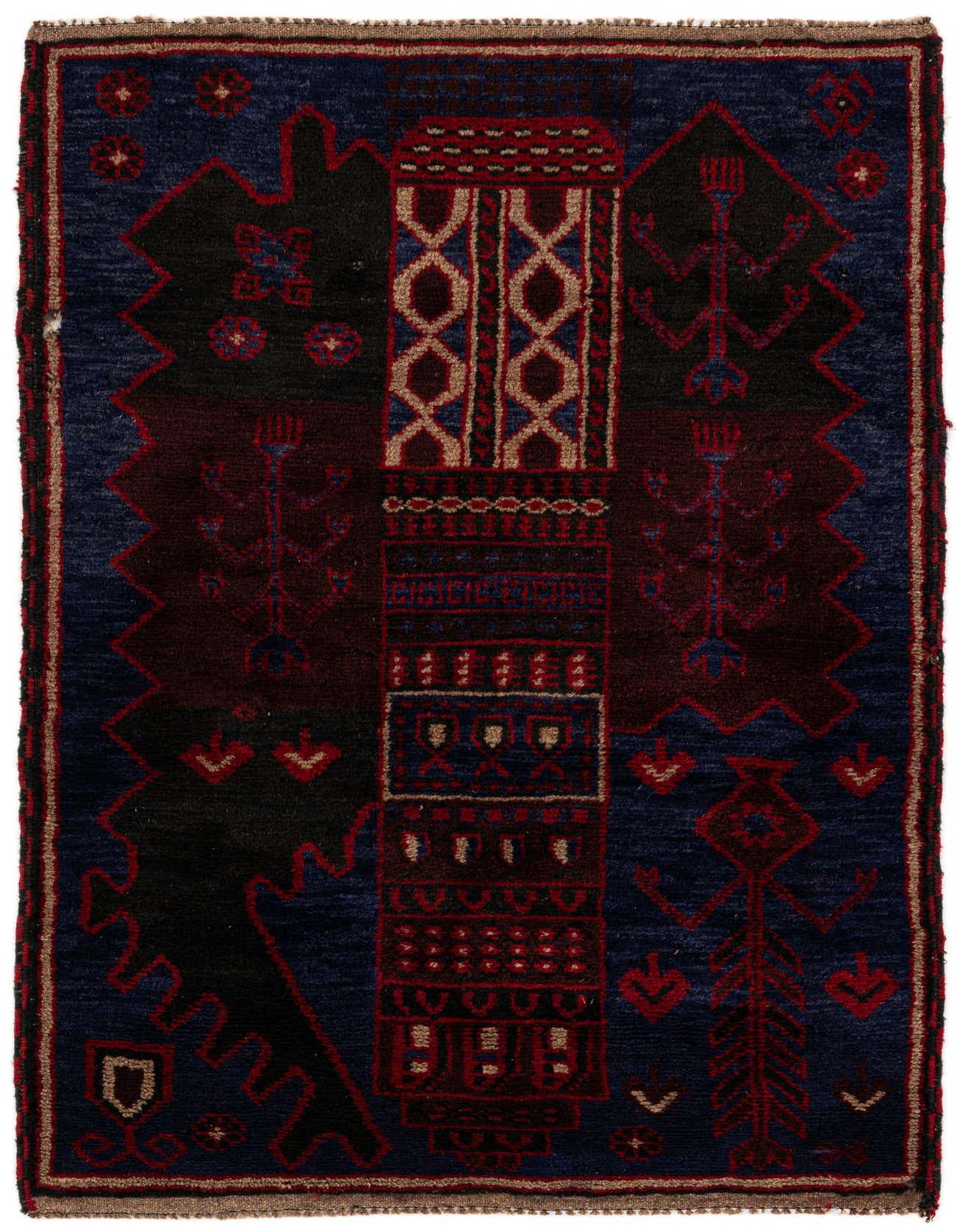 Primary image  2' 10 x 4' 5  Hand Knotted Balouch Persian Wool Rug