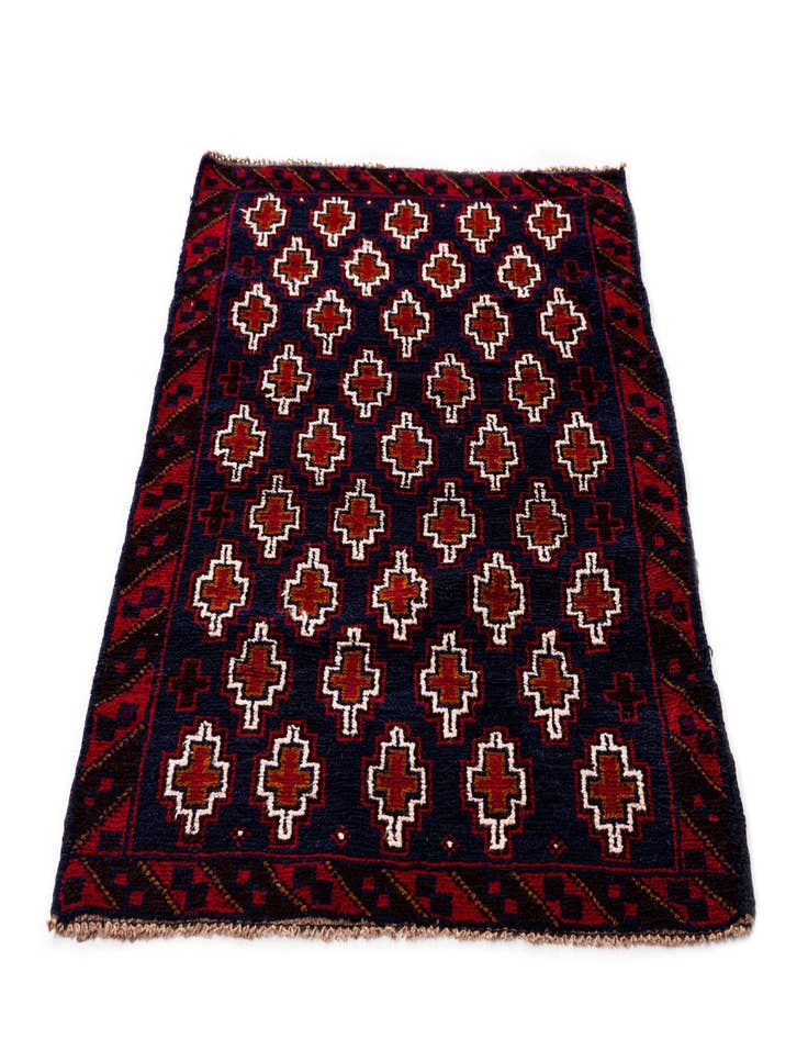 Detail image of  2' 10 x 4' 5  Hand Knotted Balouch Persian Wool Rug