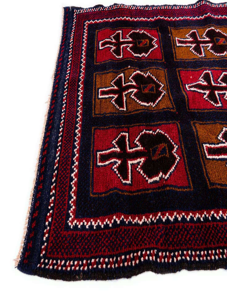 Detail image of  2' 10 x 4' 7  Hand Knotted Balouch Persian Wool Rug