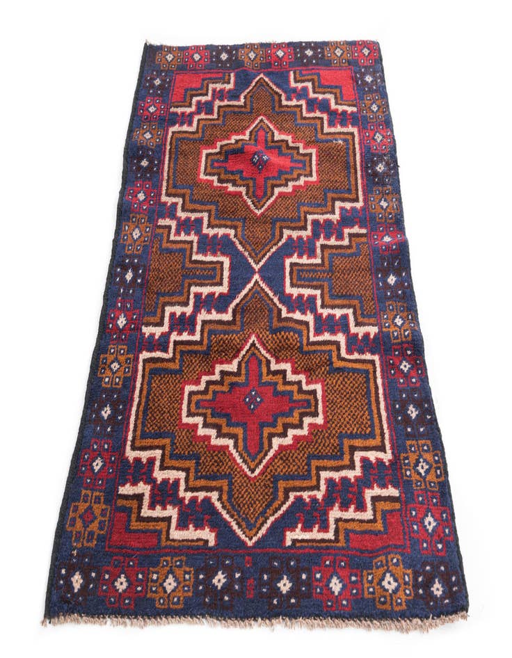 Detail image of  2' 10 x 4' 6  Hand Knotted Balouch Persian Wool Rug