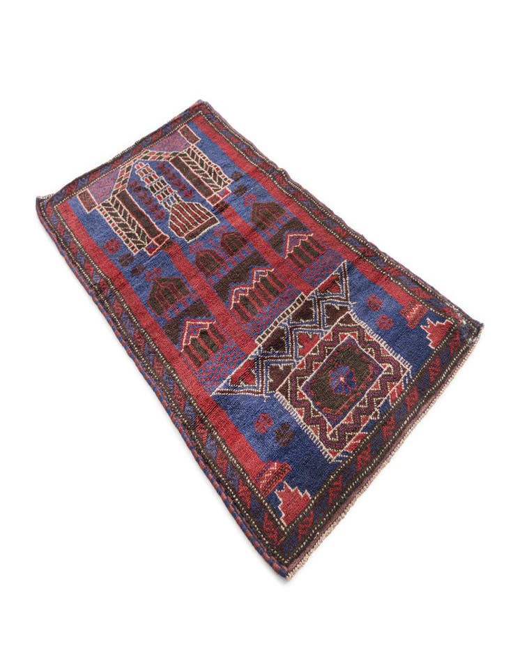 Detail image of  2' 10 x 4' 10  Hand Knotted Balouch Persian Wool Rug