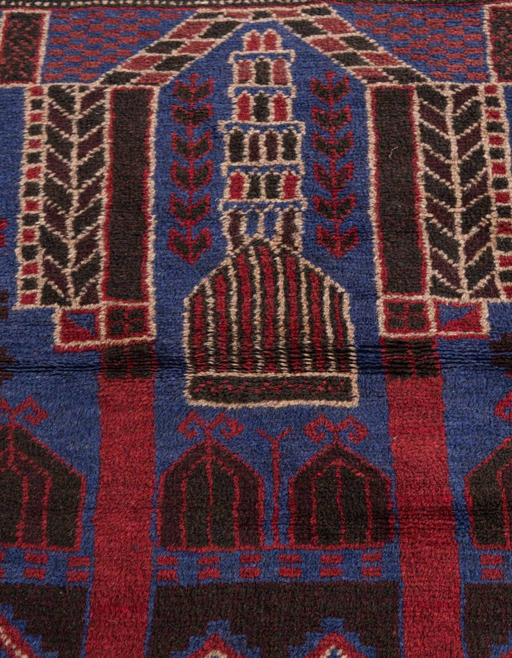 Detail image of  2' 10 x 4' 10  Hand Knotted Balouch Persian Wool Rug