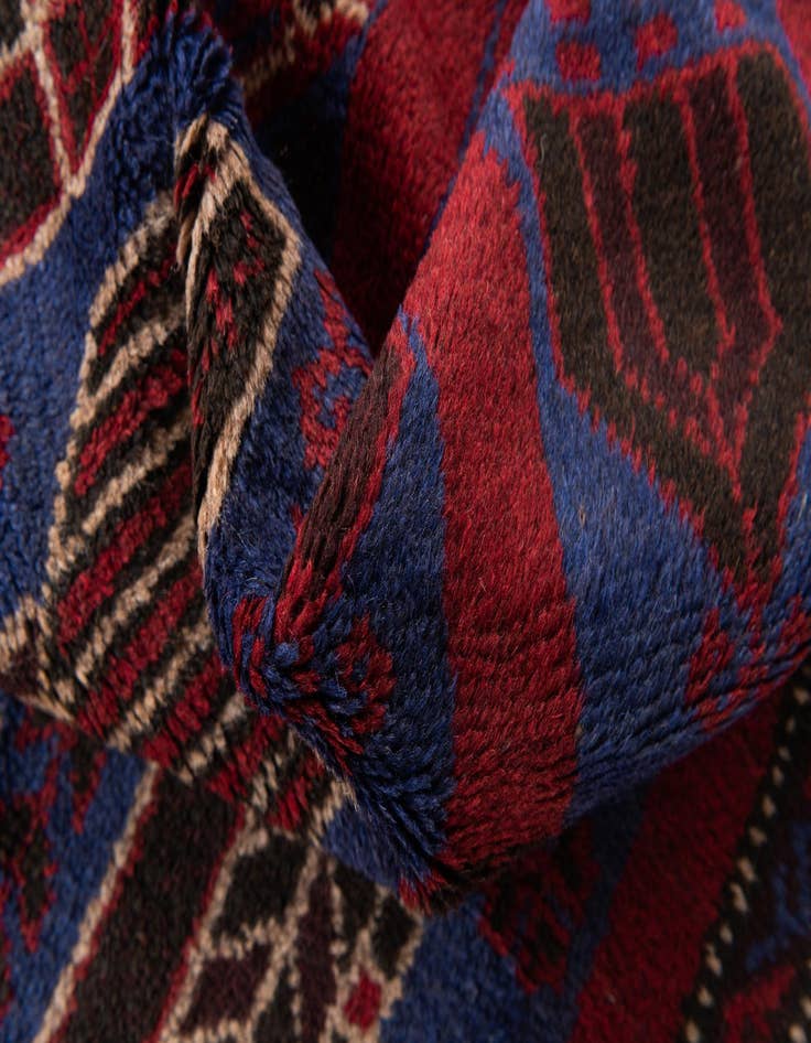 Detail image of  2' 10 x 4' 10  Hand Knotted Balouch Persian Wool Rug