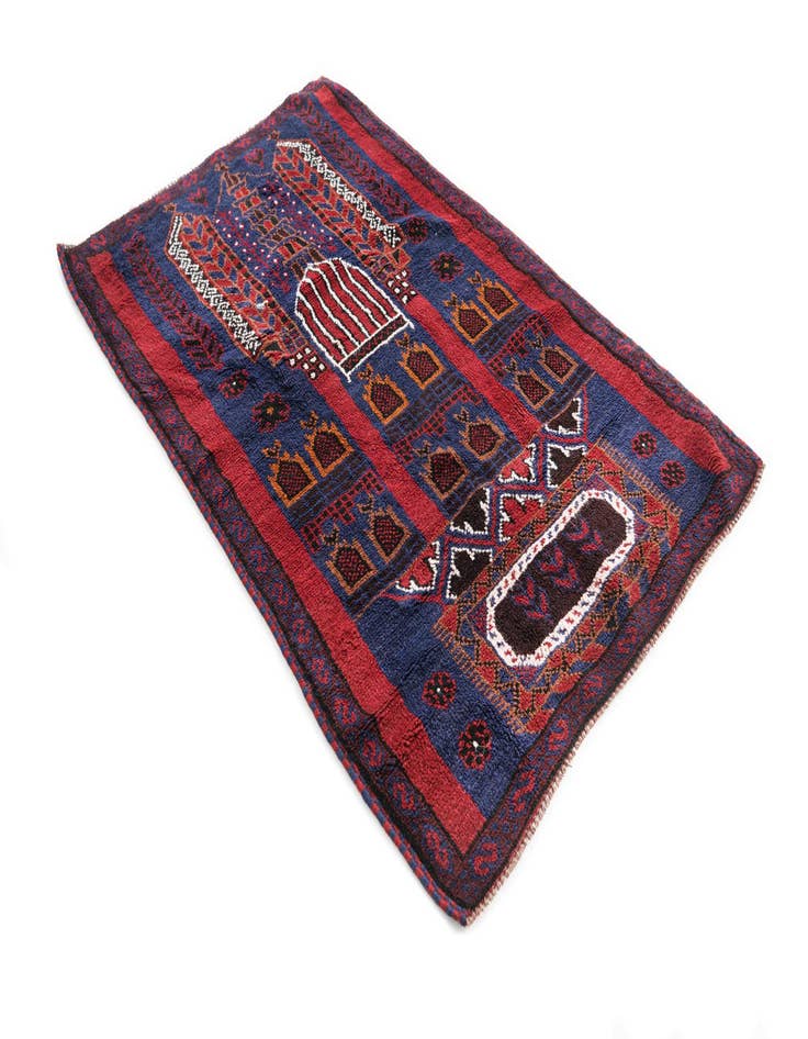 Detail image of  3' 2 x 4' 10  Hand Knotted Balouch Persian Wool Rug