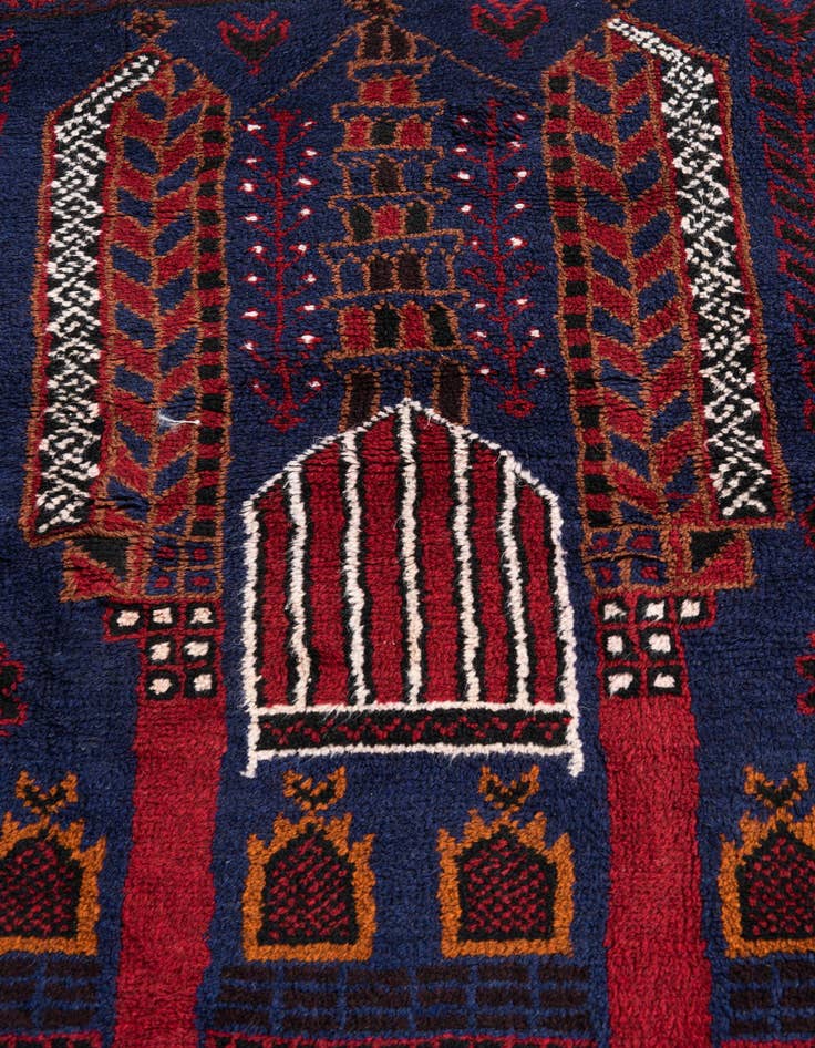 Detail image of  3' 2 x 4' 10  Hand Knotted Balouch Persian Wool Rug
