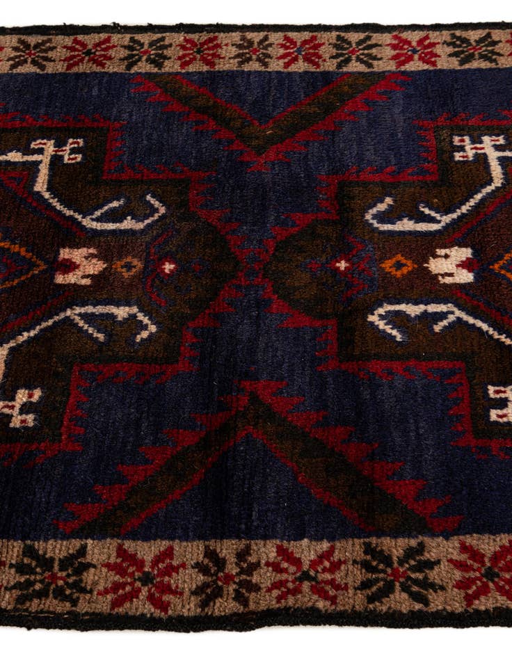 Detail image of  2' 9 x 4' 10  Hand Knotted Balouch Persian Wool Rug
