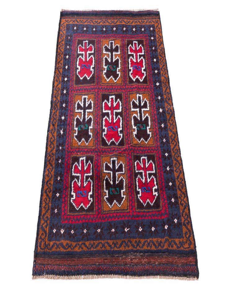 Detail image of  2' 10 x 4' 9  Hand Knotted Balouch Persian Wool Rug