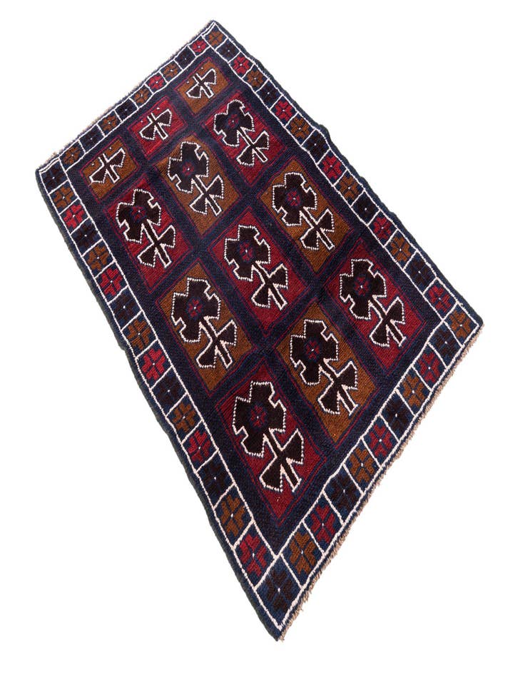 Detail image of  2' 10 x 4' 5  Hand Knotted Balouch Persian Wool Rug