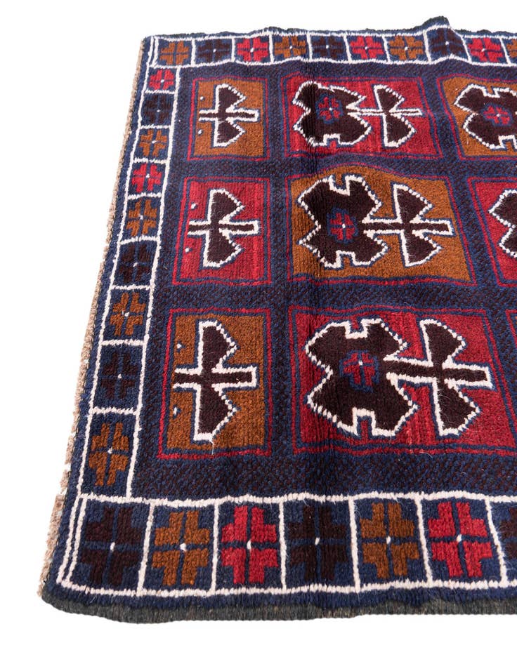 Detail image of  2' 10 x 4' 5  Hand Knotted Balouch Persian Wool Rug