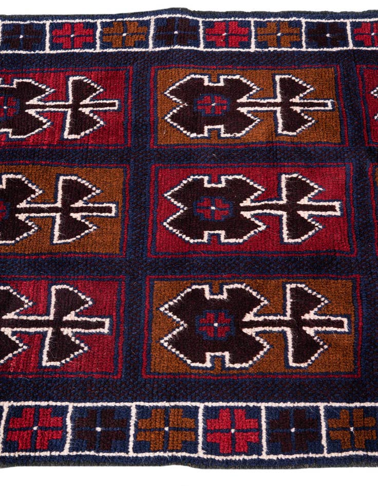 Detail image of  2' 10 x 4' 5  Hand Knotted Balouch Persian Wool Rug