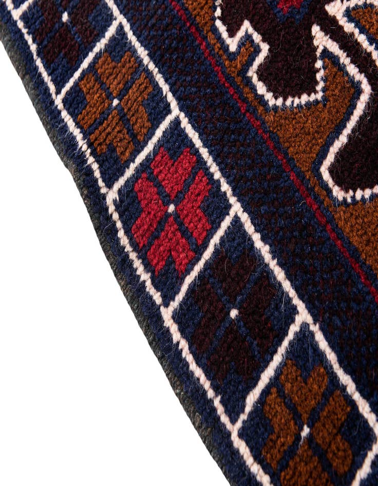 Detail image of  2' 10 x 4' 5  Hand Knotted Balouch Persian Wool Rug