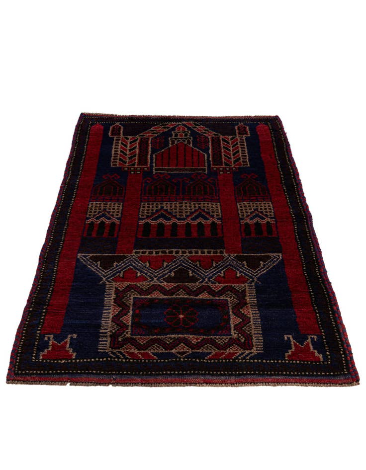 Detail image of  2' 9 x 4' 9  Hand Knotted Balouch Persian Wool Rug