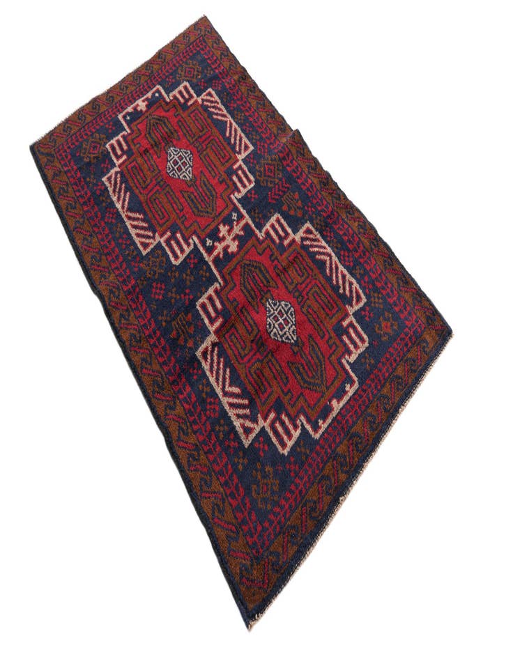 Detail image of  2' 10 x 4' 8  Hand Knotted Balouch Persian Wool Rug