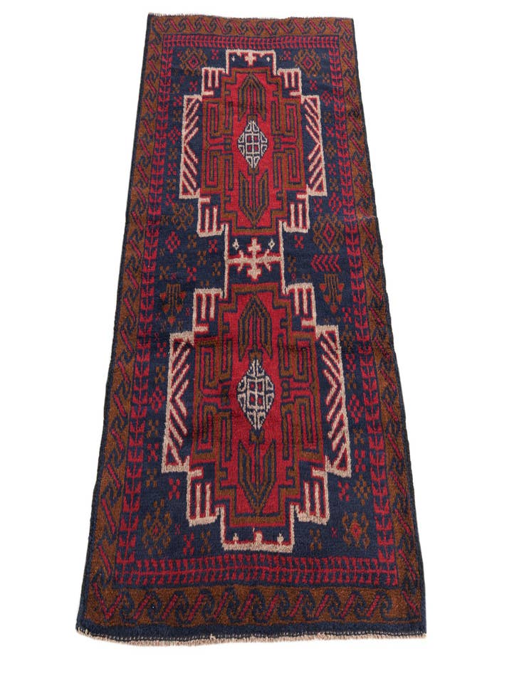 Detail image of  2' 10 x 4' 8  Hand Knotted Balouch Persian Wool Rug